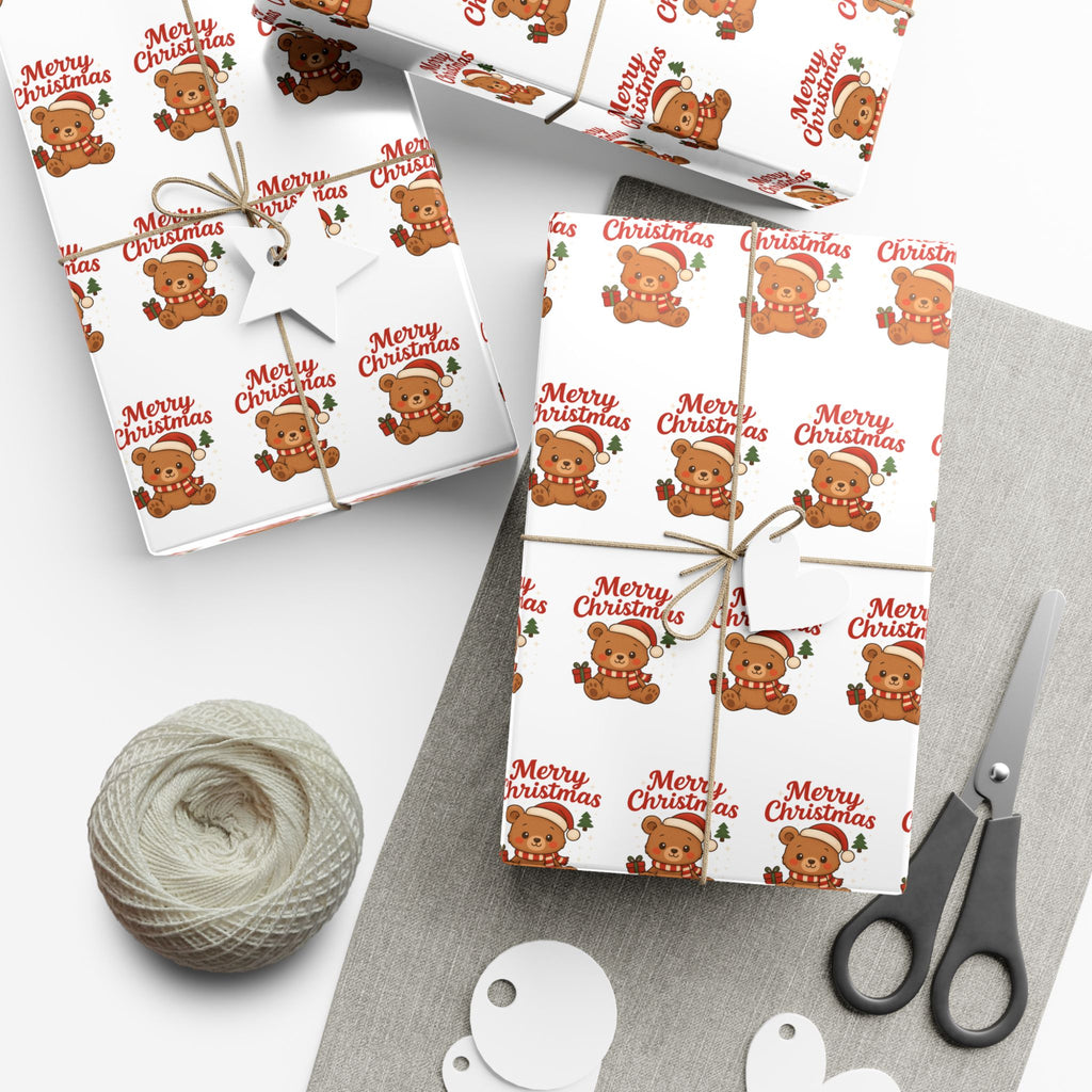 Christmas Gift Wrap Papers, Holiday Wrapping Paper Roll, Cute Teddy Bear Design, Xmas Wrapping Supplies, Festive Gift Packaging