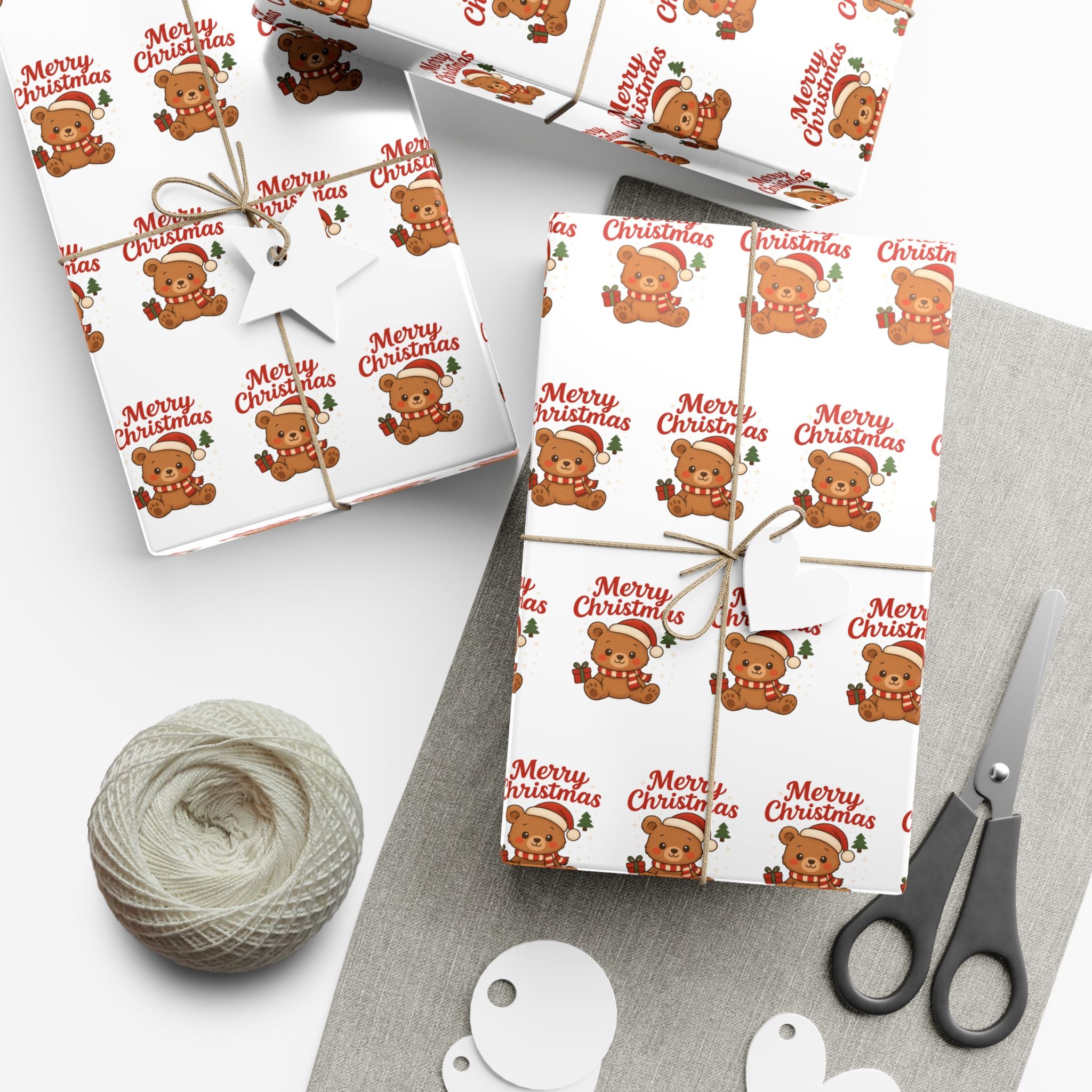 Christmas Gift Wrap Papers, Holiday Wrapping Paper Roll, Cute Teddy Bear Design, Xmas Wrapping Supplies, Festive Gift Packaging