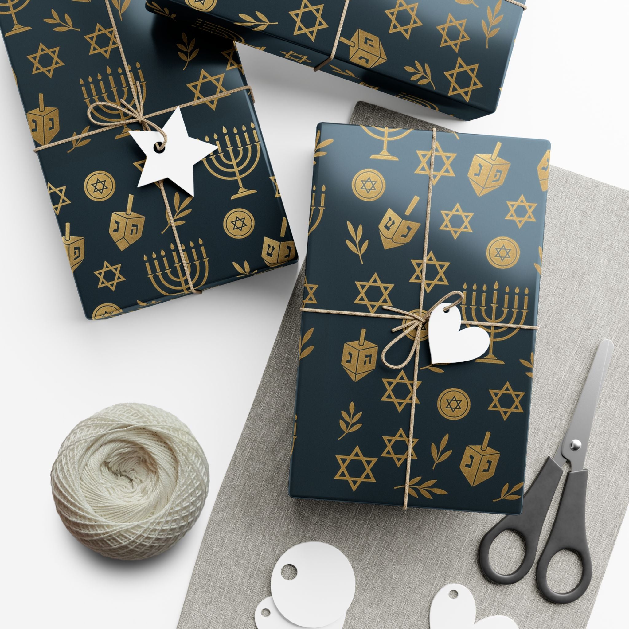 Gift Wrap Papers, Hanukkah Gold Design, Wrapping Paper Sheets, Holiday Gift Packaging, Festive Gift Wrap, Premium Gift Paper, Jewish