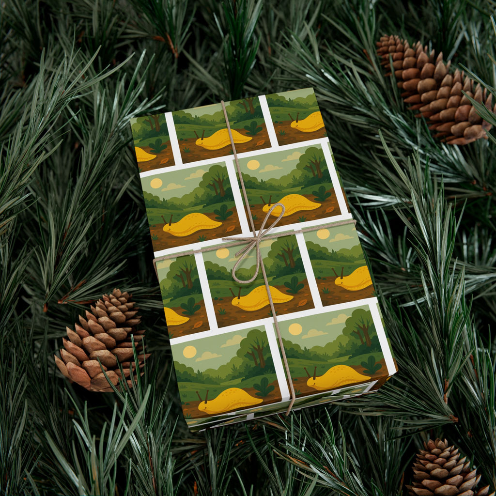 Wrapping Paper, Banana Slug Nature Scene Gift Wrap, Wildlife Themed Present Wrap, Eco-Friendly Nature Gift Wrap, Animal Lover Holiday Paper,