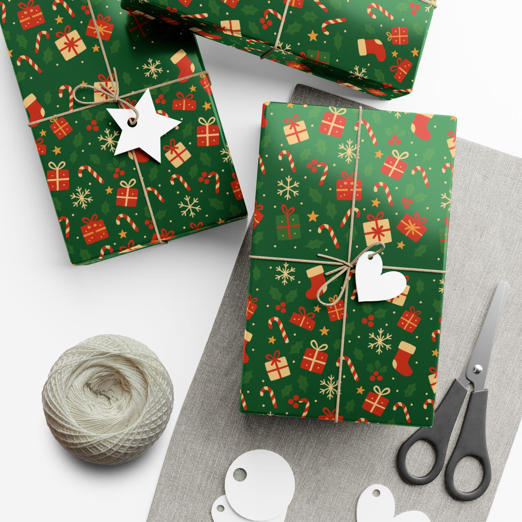 Christmas Gift Wrap Papers, Premium Cute Emblem Holiday Design, Wrapping Sheets, Xmas Packaging, Festive Gift Giving Supplies