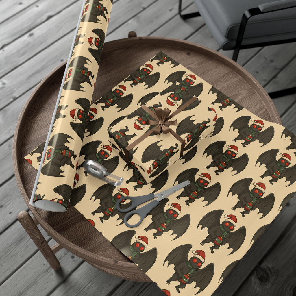 Mug, Mothman Cryptid Funny Christmas Art Drawing, Cryptid Gift Wrap Papers, Gift Wrapping Paper, Holiday Art Print, Funny Cryptid Design,