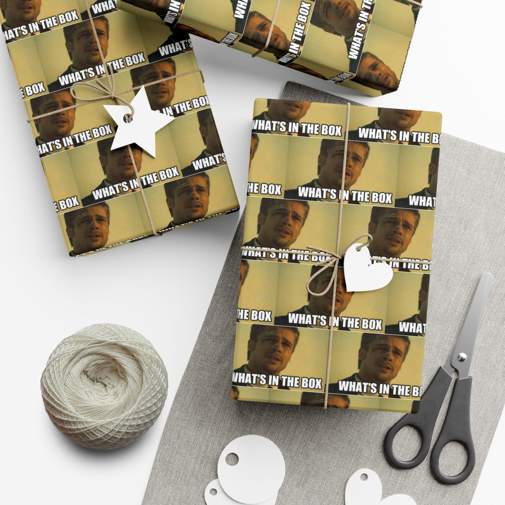 Wrapping Paper, Whats in the box Seven Movie Quote with Brad Pitt, Gift Wrap Roll, Film Lover Present, Movie Buff Gift, Unique Movie