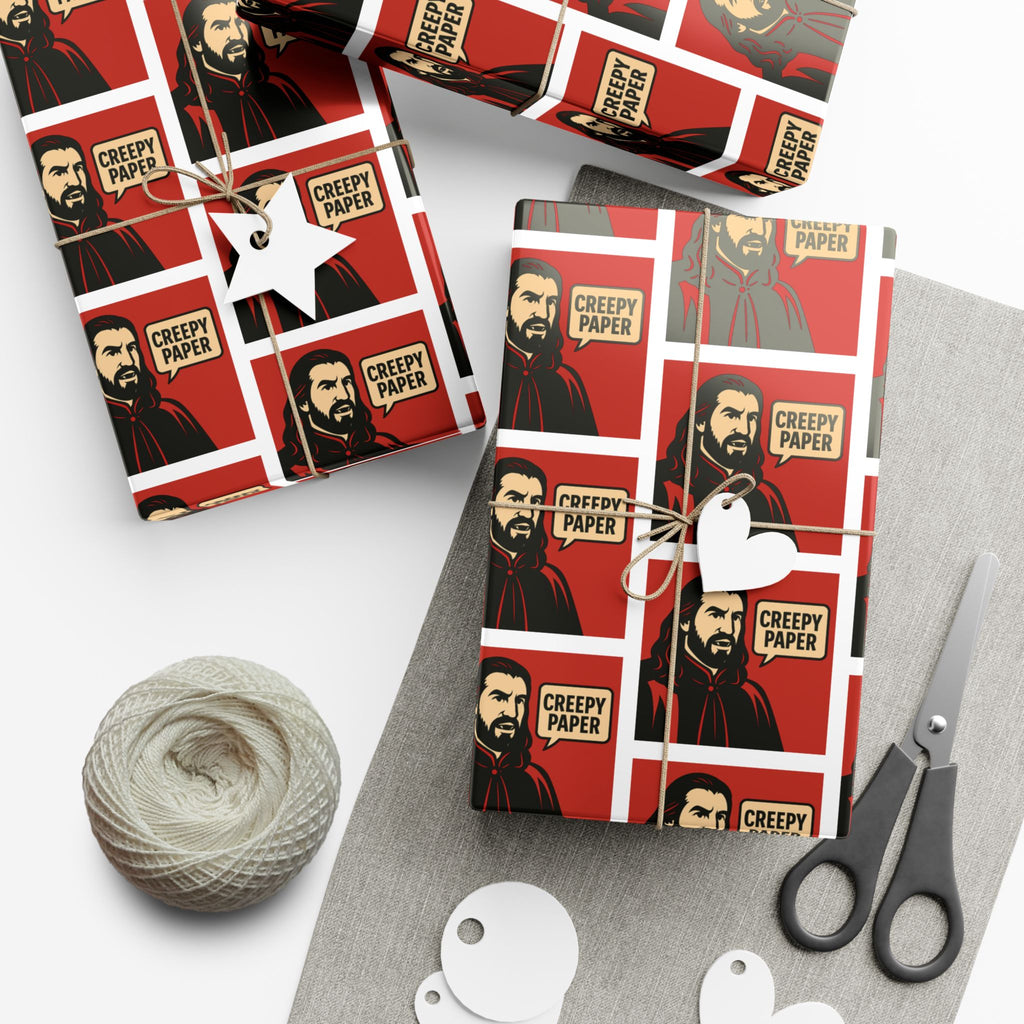 Creepy Paper Wrapping Paper — Red & White (What We Do in the Shadows)