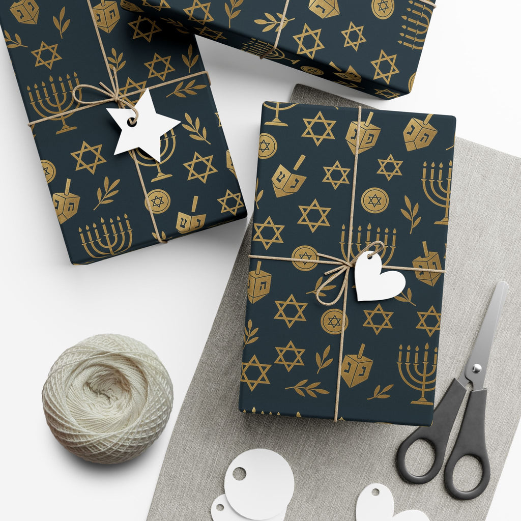 Gift Wrap Papers, Hanukkah Gold Design, Wrapping Paper Sheets, Holiday Gift Packaging, Festive Gift Wrap, Premium Gift Paper, Jewish