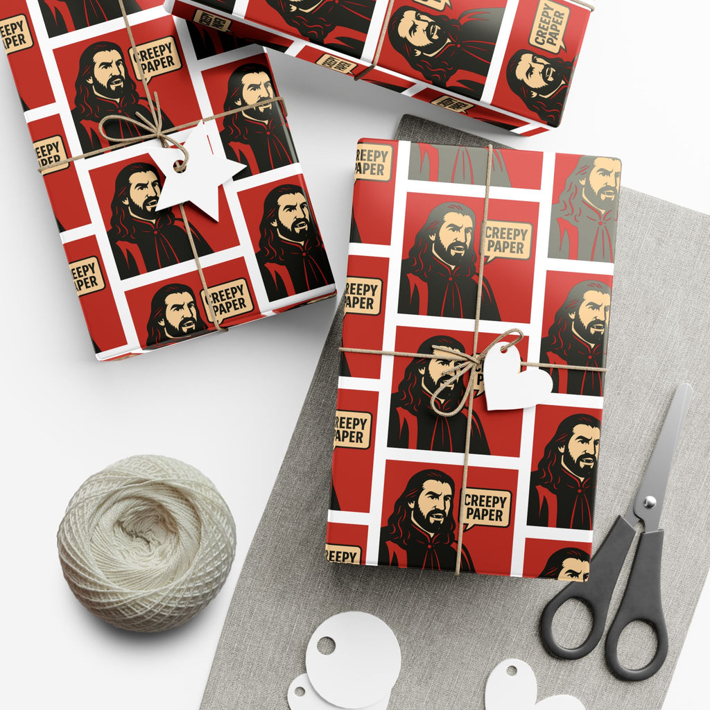 Creepy Paper Wrapping Paper — Red & White (What We Do in the Shadows)