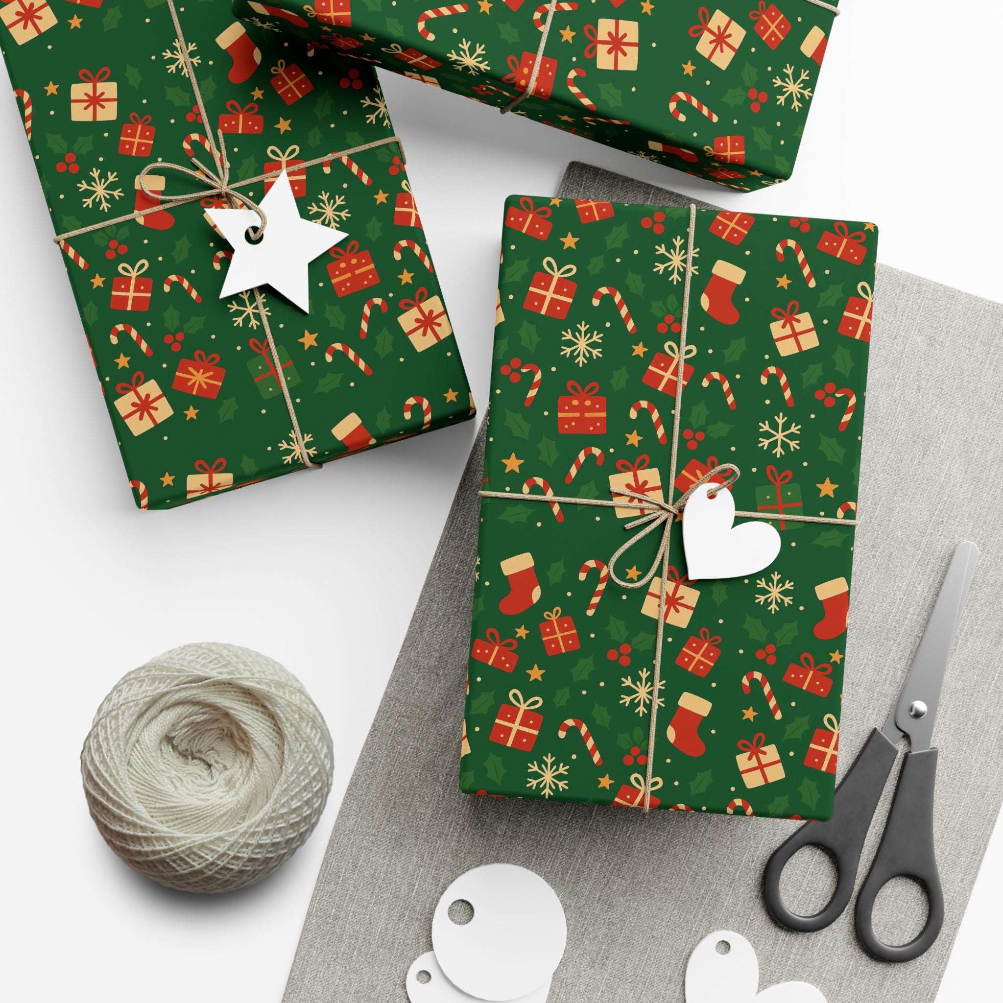 Christmas Gift Wrap Papers, Premium Cute Emblem Holiday Design, Wrapping Sheets, Xmas Packaging, Festive Gift Giving Supplies