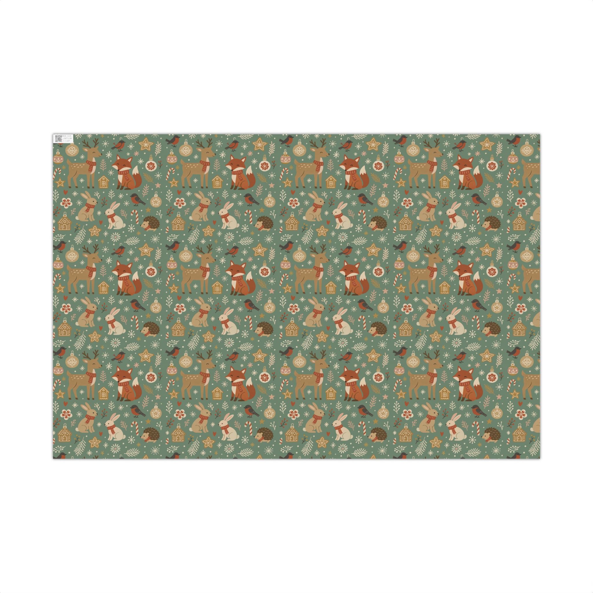 Woodland Christmas Wrapping Paper, Cute Forest Animals Gift Wrap, Holiday Kraft, Fox Deer Bunny, Cozy Winter Aesthetic Christmas Gift Wrap