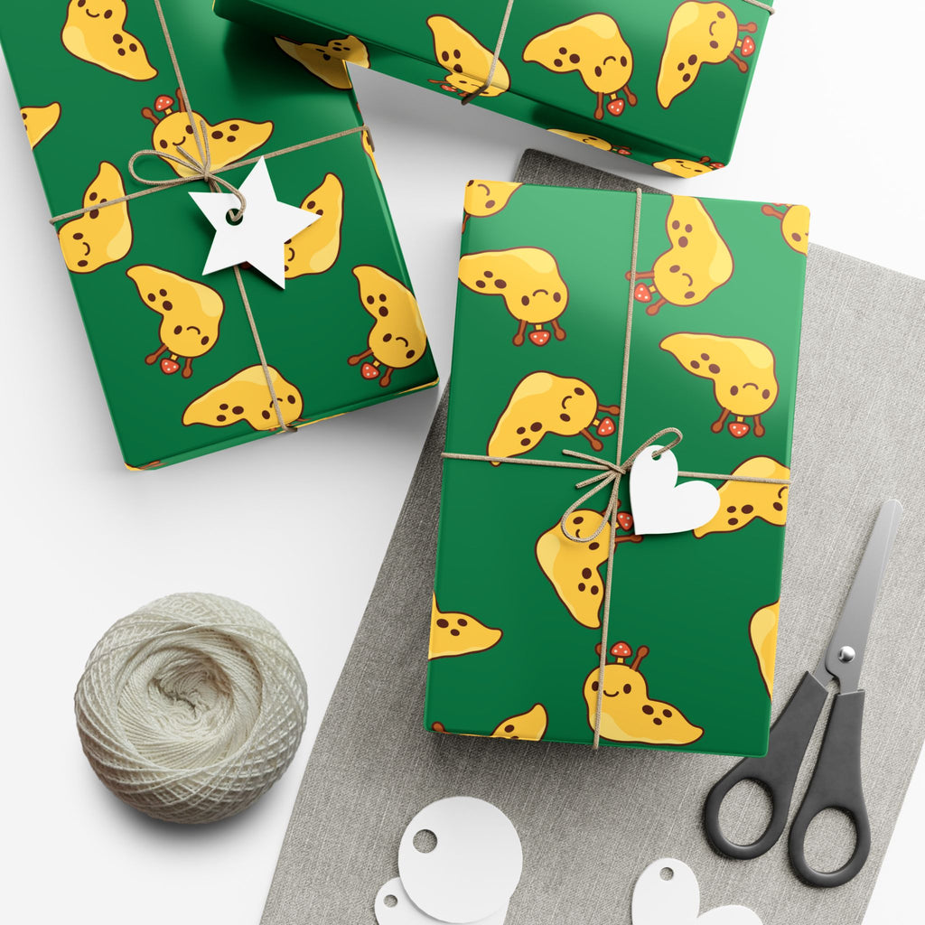 Banana Slug Gift Wrap Paper — Cute Slug with Mushroom Illustration