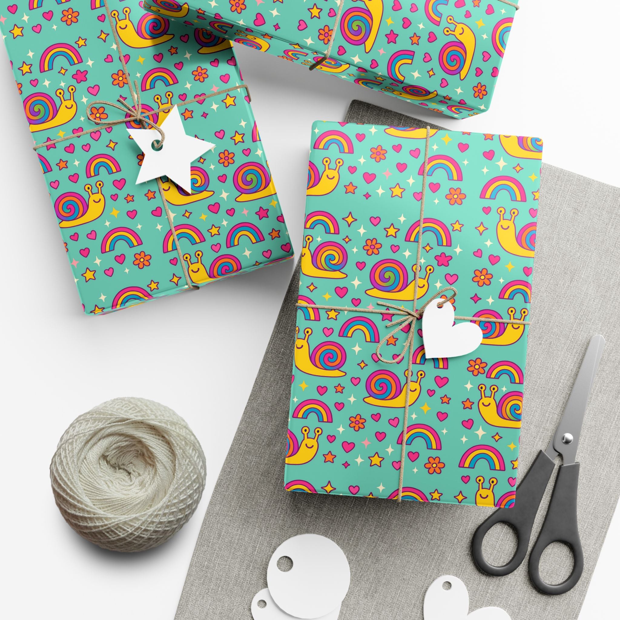 Gift Wrap Papers, Snail Rainbow Colorful Fun Pattern, Wrapping Paper Roll, Cute Gift Wrap, Birthday Gifts, DIY Craft Supplies, Party Decor