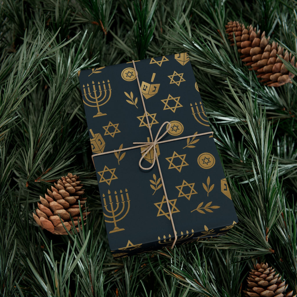 Gift Wrap Papers, Hanukkah Gold Design, Wrapping Paper Sheets, Holiday Gift Packaging, Festive Gift Wrap, Premium Gift Paper, Jewish