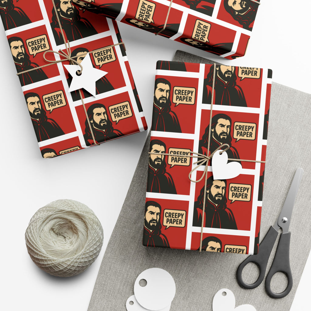 Creepy Paper Wrapping Paper — Red & White (What We Do in the Shadows)