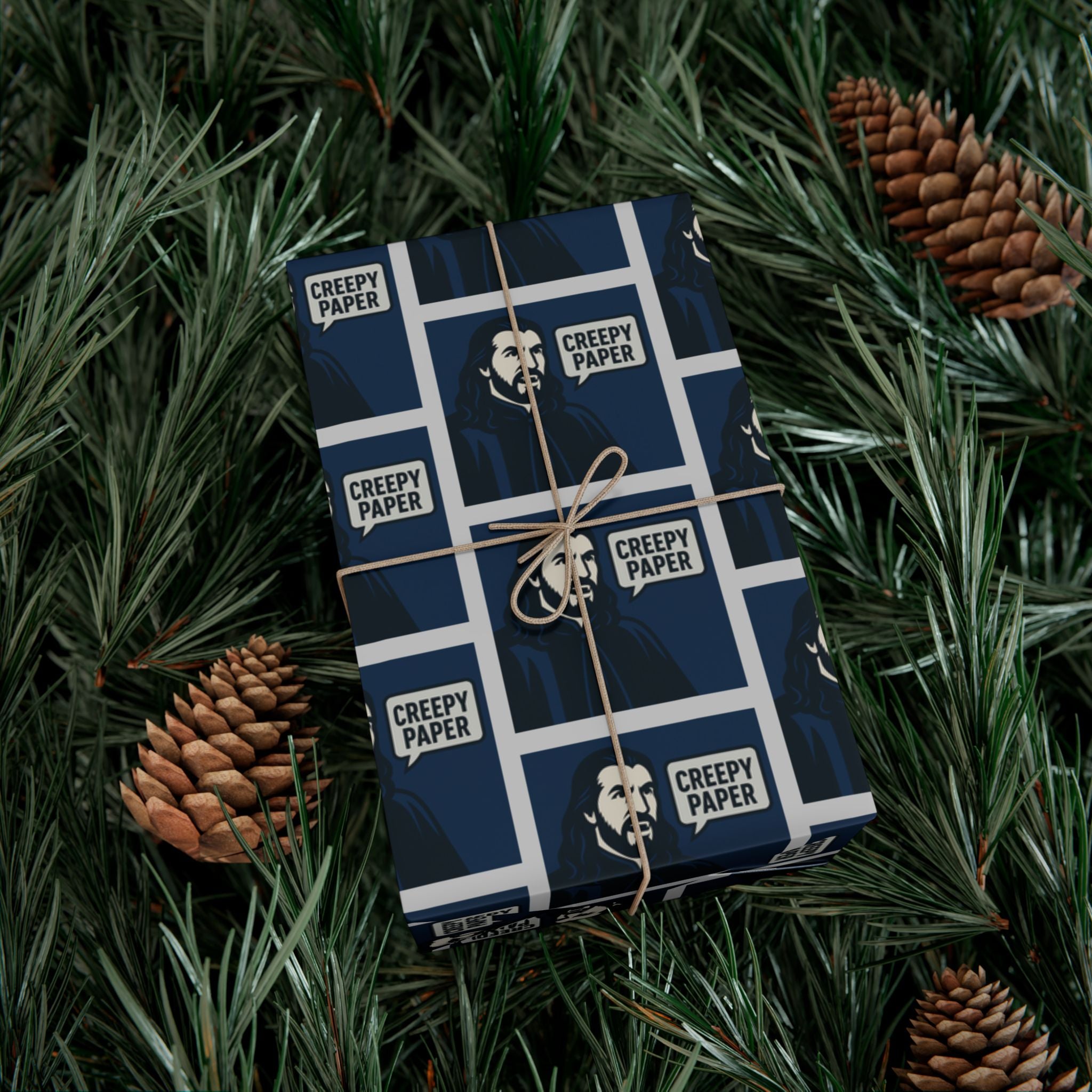 Blue/White - Creepy Paper Wrapping Paper, Nandor from What we do in the Shadows Show, Gift Wrap for Fans, Halloween Decor, Unique Gift Wrap