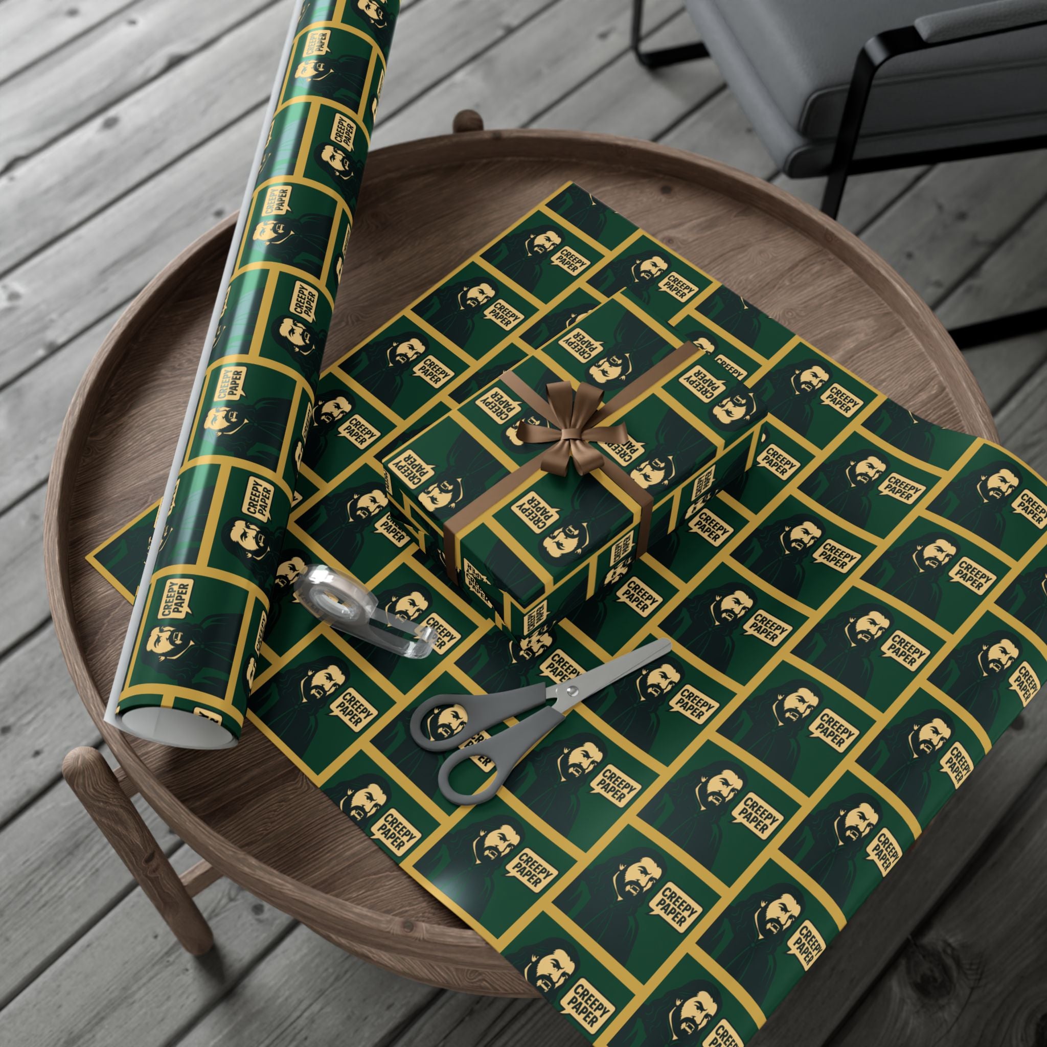 What We Do in the Shadows Nandor Gift Wrap Paper — Green & Gold Vampire-Themed Wrapping Paper