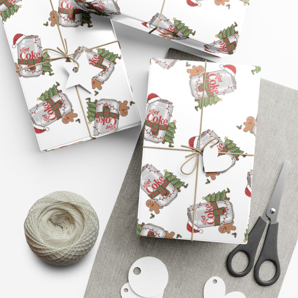 Diet Coke Christmas Wrapping Paper, Diet Coke Gift Wrap, Coca Cola Holiday Present Wrap, Funny Xmas Decor, Festive Wrapping Sheets