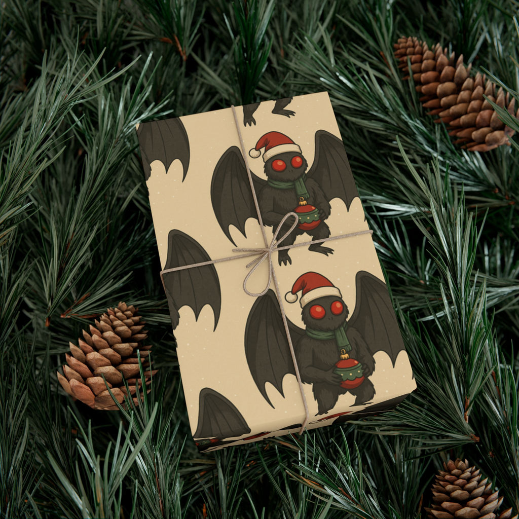 Mug, Mothman Cryptid Funny Christmas Art Drawing, Cryptid Gift Wrap Papers, Gift Wrapping Paper, Holiday Art Print, Funny Cryptid Design,
