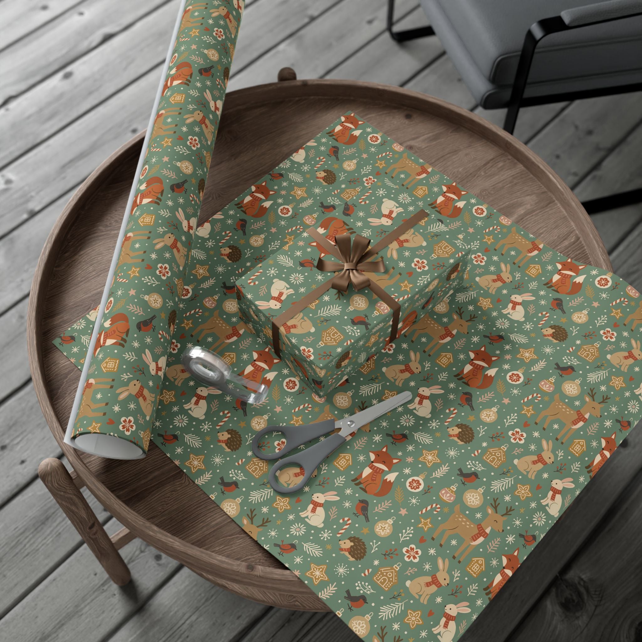 Woodland Forest Animals Gift Wrap — Cute Fox, Deer, Bunny Wrapping Paper