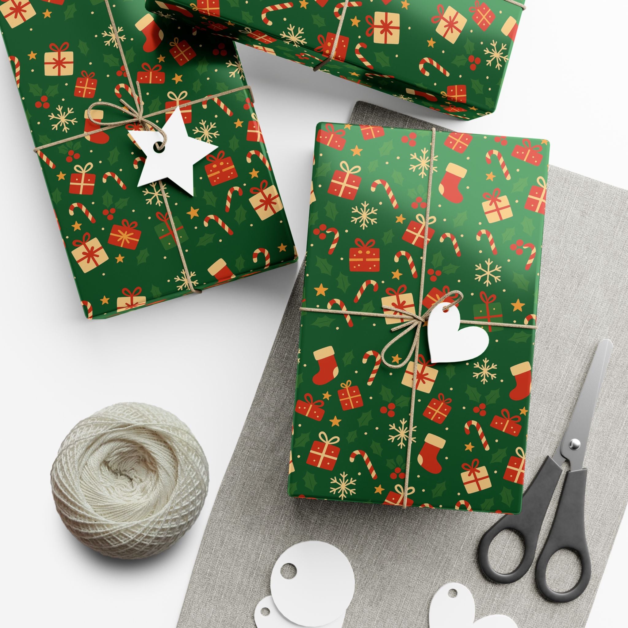 Christmas Gift Wrap Papers, Premium Cute Emblem Holiday Design, Wrapping Sheets, Xmas Packaging, Festive Gift Giving Supplies
