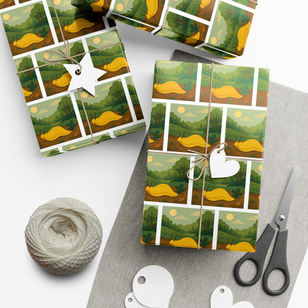 Wrapping Paper, Banana Slug Nature Scene Gift Wrap, Wildlife Themed Present Wrap, Eco-Friendly Nature Gift Wrap, Animal Lover Holiday Paper,