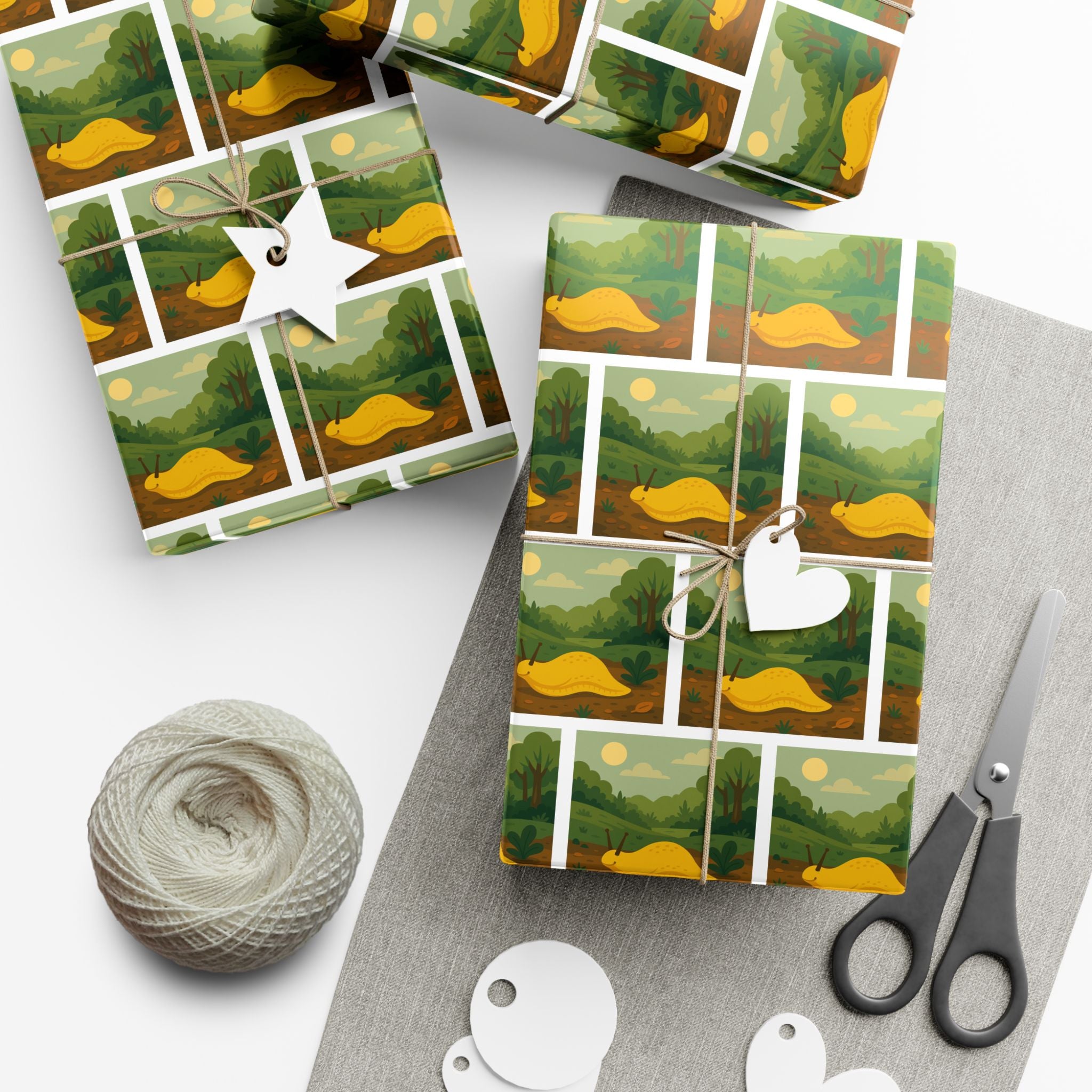 Wrapping Paper, Banana Slug Nature Scene Gift Wrap, Wildlife Themed Present Wrap, Eco-Friendly Nature Gift Wrap, Animal Lover Holiday Paper,