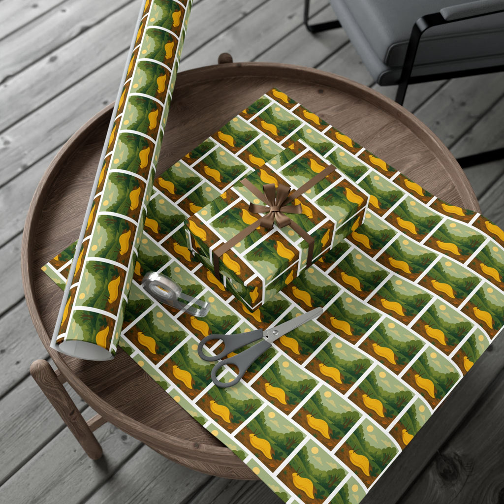 Wrapping Paper, Banana Slug Nature Scene Gift Wrap, Wildlife Themed Present Wrap, Eco-Friendly Nature Gift Wrap, Animal Lover Holiday Paper,