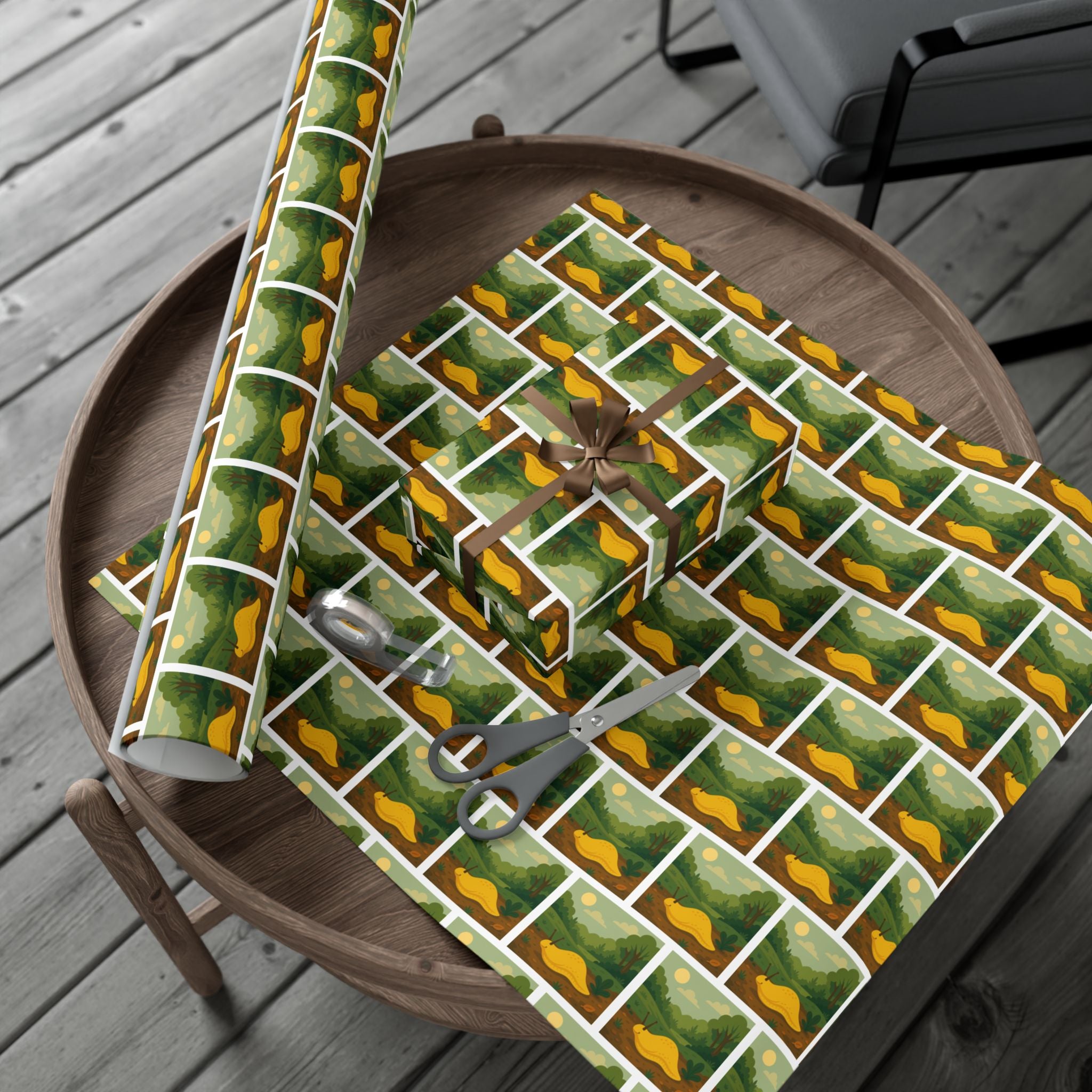 Wrapping Paper, Banana Slug Nature Scene Gift Wrap, Wildlife Themed Present Wrap, Eco-Friendly Nature Gift Wrap, Animal Lover Holiday Paper,