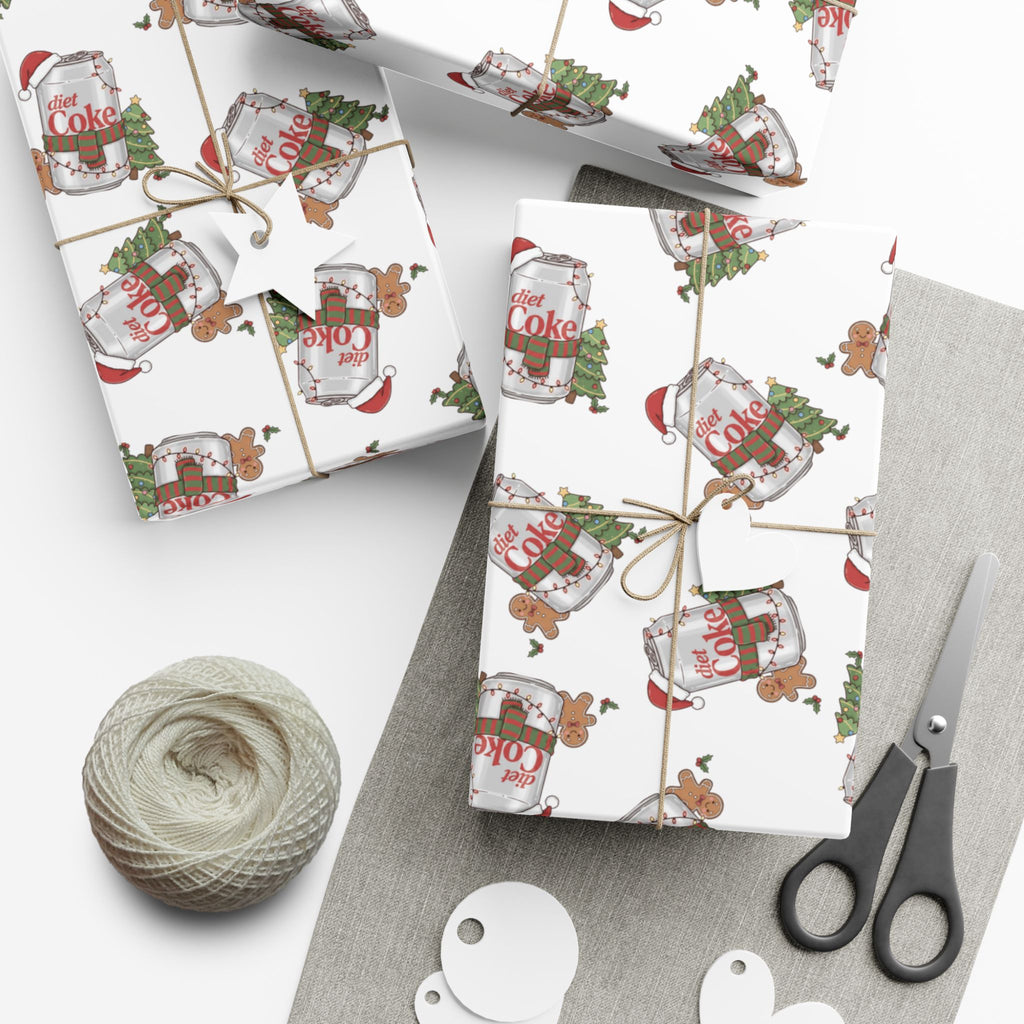 Diet Coke Christmas Wrapping Paper, Diet Coke Gift Wrap, Coca Cola Holiday Present Wrap, Funny Xmas Decor, Festive Wrapping Sheets