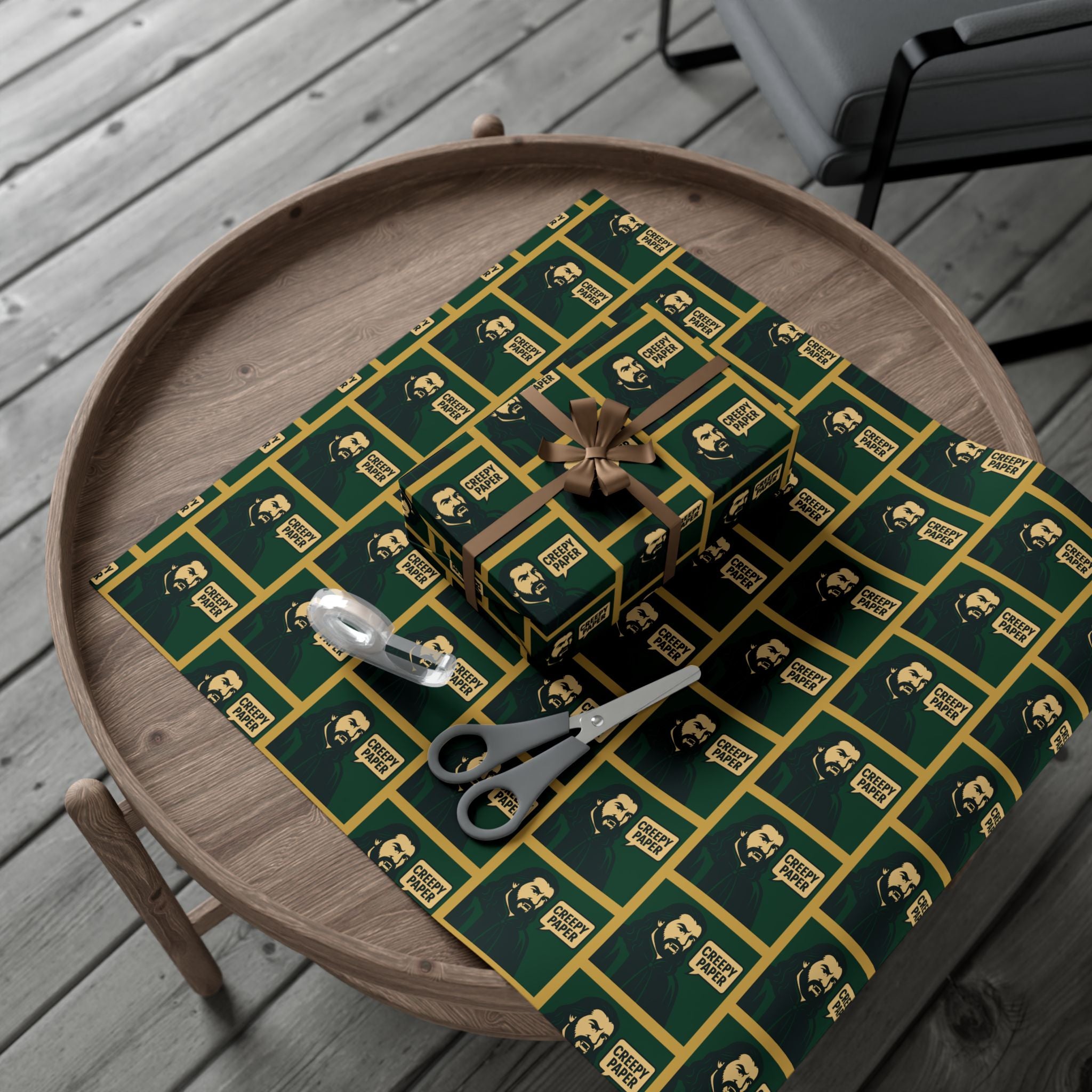 What We Do in the Shadows Nandor Gift Wrap Paper — Green & Gold Vampire-Themed Wrapping Paper
