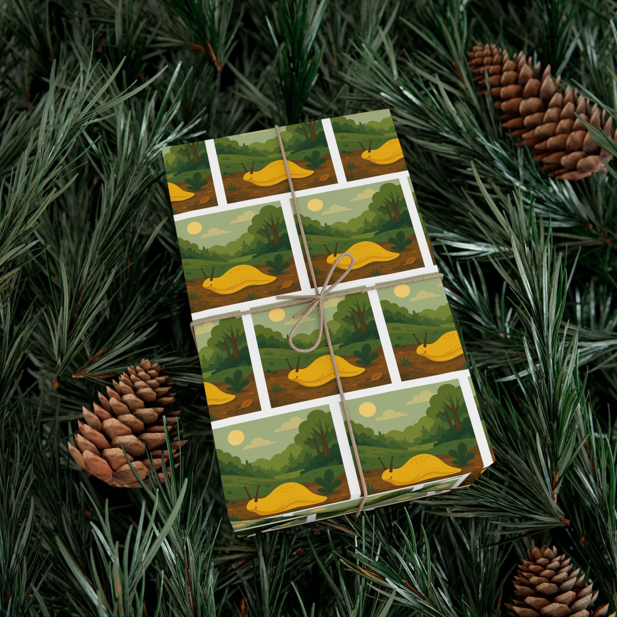 Wrapping Paper, Banana Slug Nature Scene Gift Wrap, Wildlife Themed Present Wrap, Eco-Friendly Nature Gift Wrap, Animal Lover Holiday Paper,