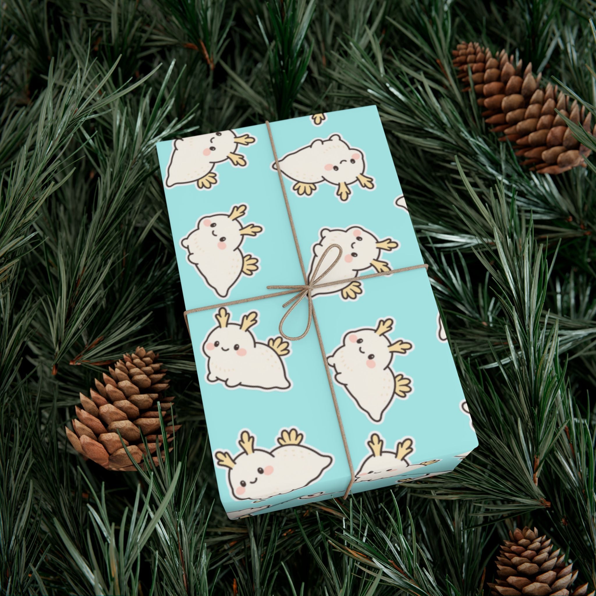Gift Wrap Papers, Sea Bunny Pattern for Wrapping Gifts, Scrapbooking, Crafts, Cute Kawaii Design, Stationery Set