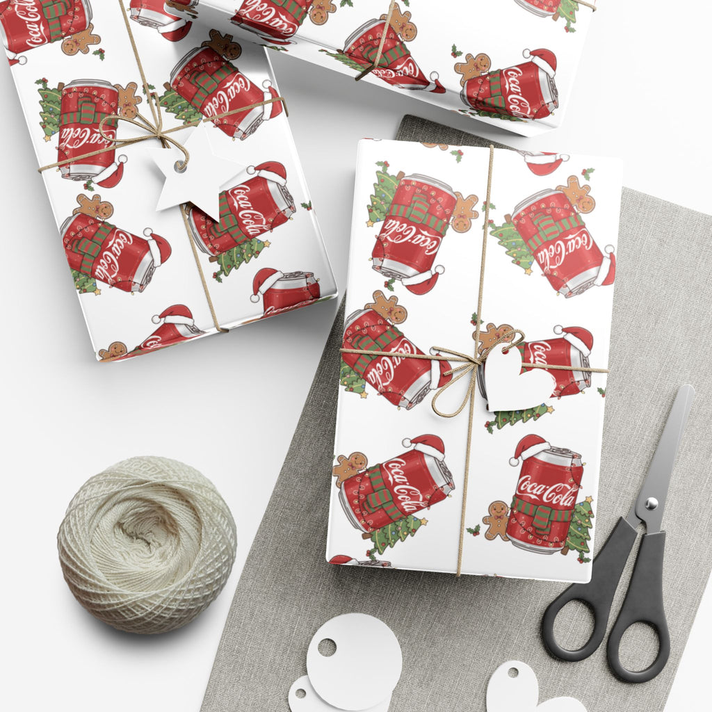 Coca Cola Christmas Wrapping Paper, Holiday Gift Wrap, Festive Xmas Gift Wrap, Coca Cola Pop Soda Paper, Funny Cute Wrapping Paper