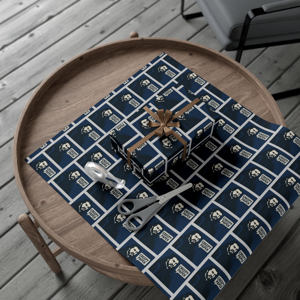 What We Do in the Shadows Nandor Creepy Wrapping Paper — Blue & White Gift Wrap