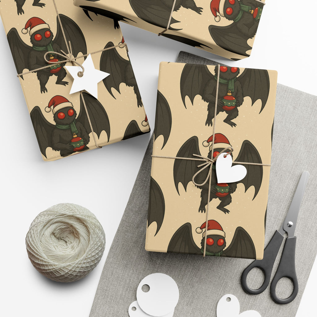 Mug, Mothman Cryptid Funny Christmas Art Drawing, Cryptid Gift Wrap Papers, Gift Wrapping Paper, Holiday Art Print, Funny Cryptid Design,