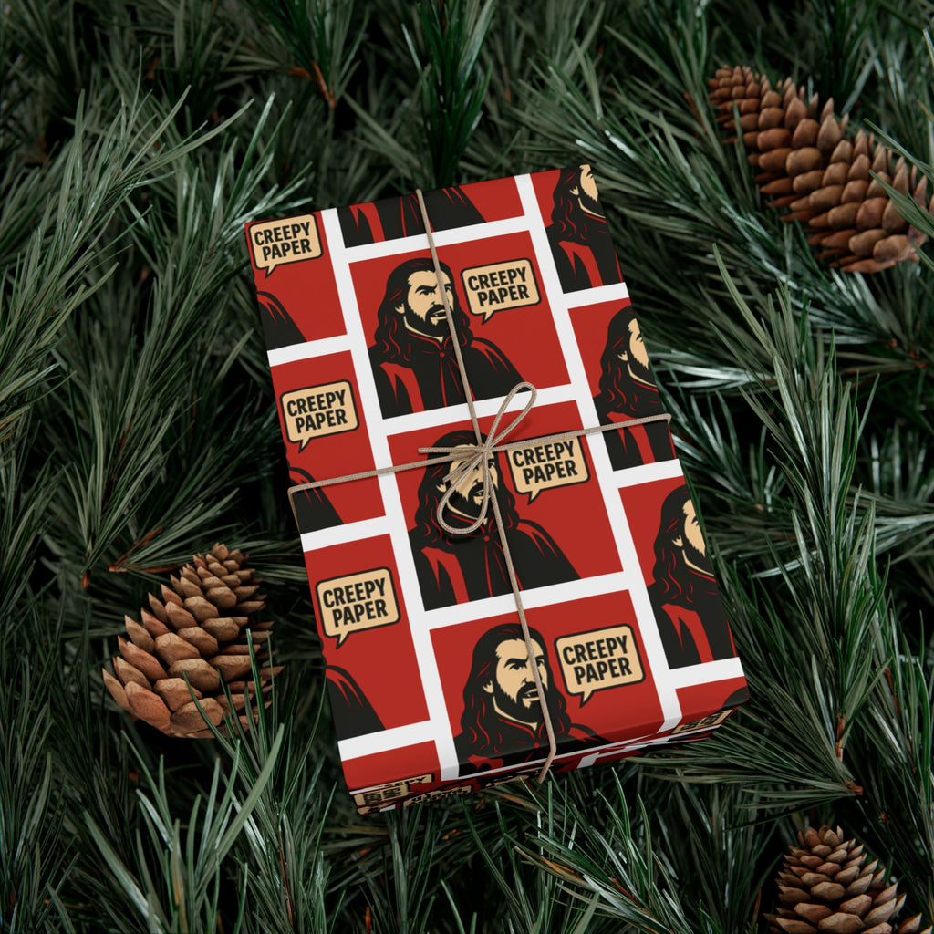Creepy Paper Wrapping Paper — Red & White (What We Do in the Shadows)