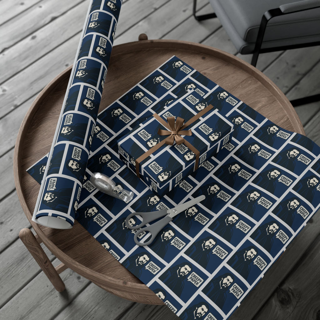 What We Do in the Shadows Nandor Creepy Wrapping Paper — Blue & White Gift Wrap