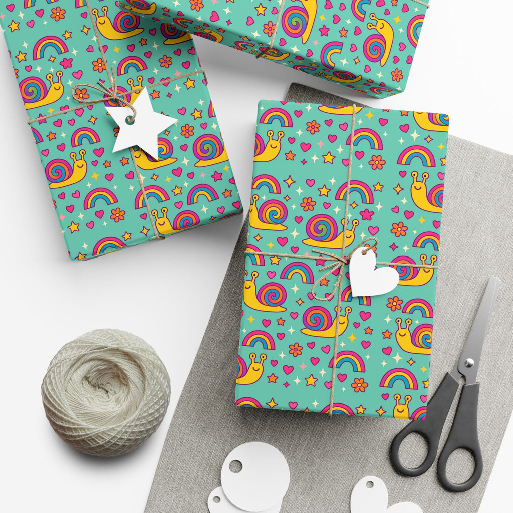 Gift Wrap Papers, Snail Rainbow Colorful Fun Pattern, Wrapping Paper Roll, Cute Gift Wrap, Birthday Gifts, DIY Craft Supplies, Party Decor