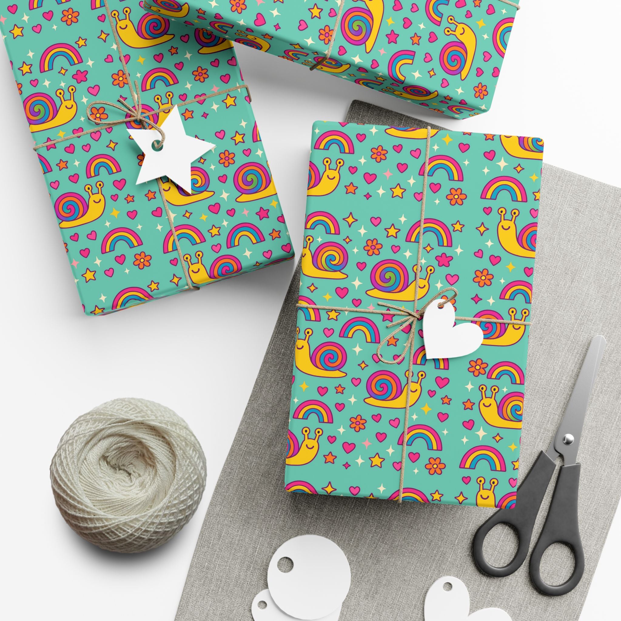 Gift Wrap Papers, Snail Rainbow Colorful Fun Pattern, Wrapping Paper Roll, Cute Gift Wrap, Birthday Gifts, DIY Craft Supplies, Party Decor