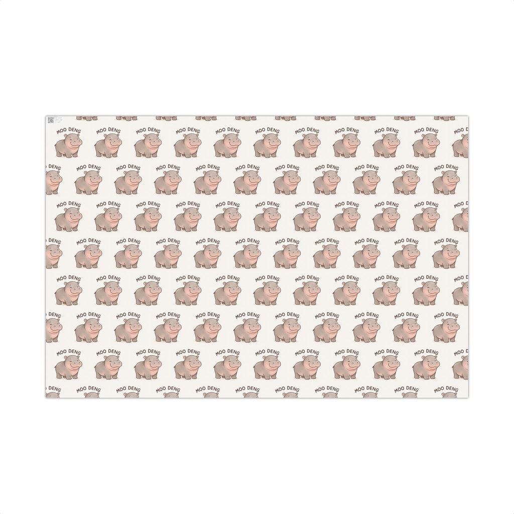 Cute (Moo Deng) Gift Wrap Paper — Pygmy Hippopotamus Thai-Inspired Animal Wrapping Paper Aheets