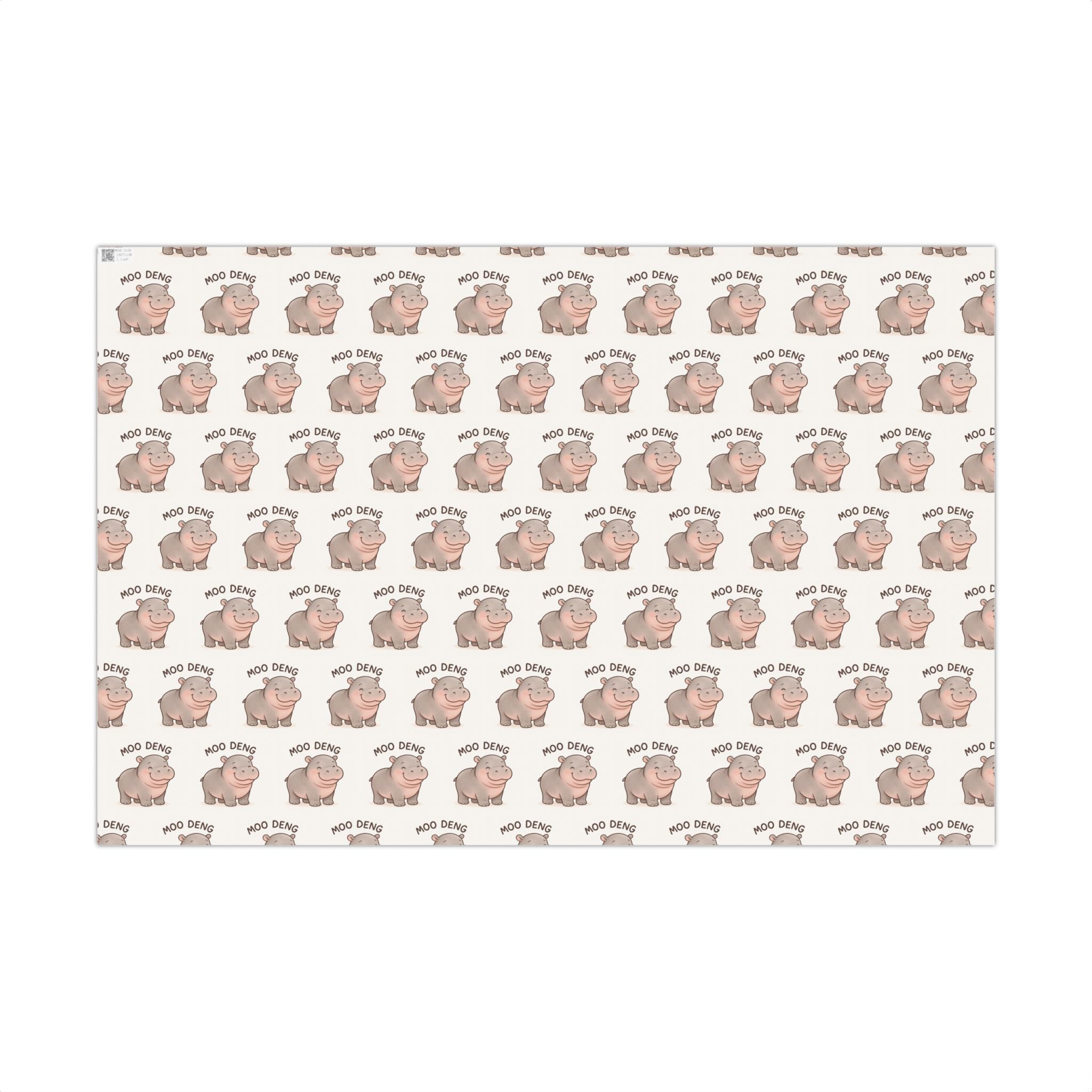 Gift Wrap Papers, Cute Moodeng Hippo Design - Wrapping Sheets, Gift Packaging, Hippopotamus Lover Gift, Craft Supplies, Kids Party Decor