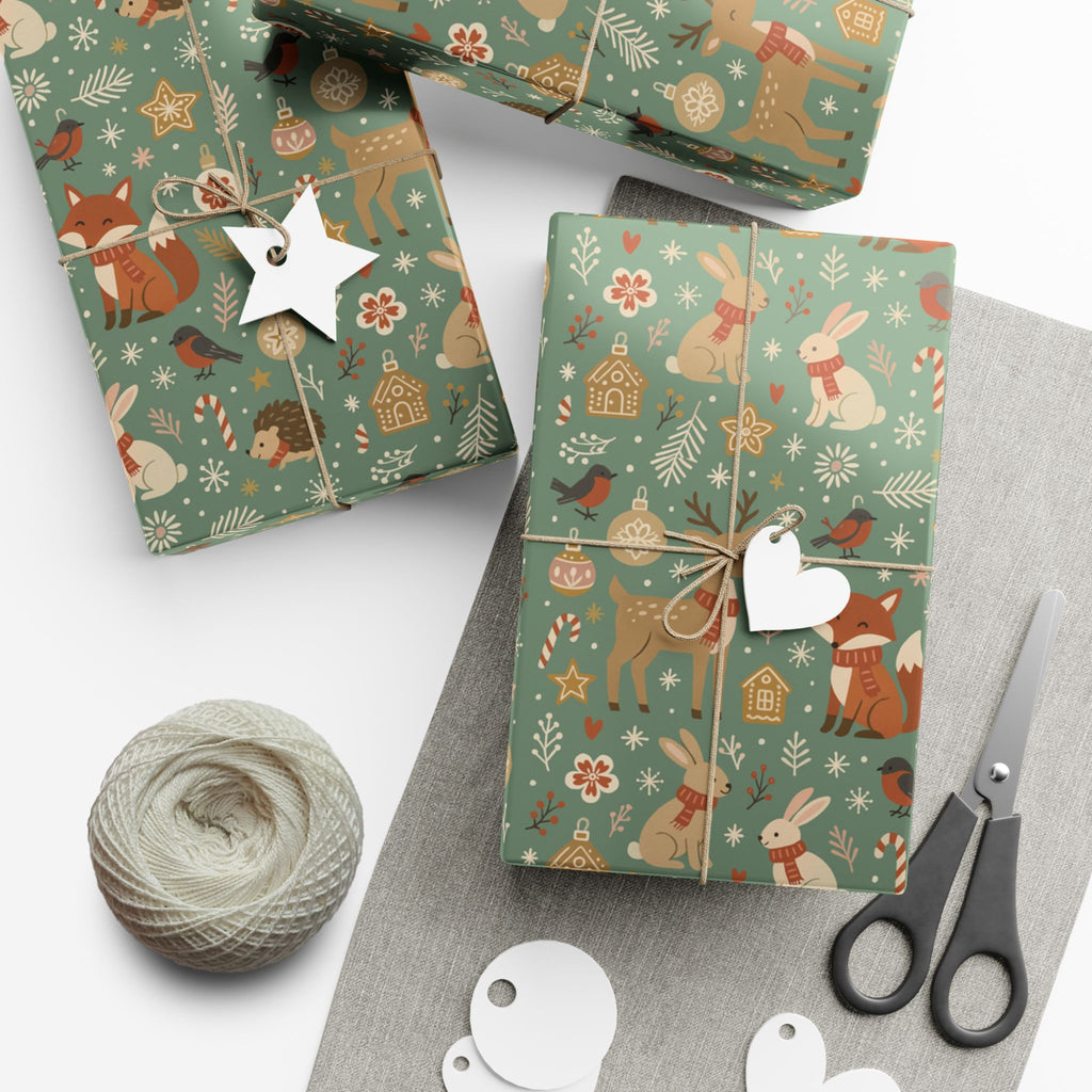 Woodland Forest Animals Gift Wrap — Cute Fox, Deer, Bunny Wrapping Paper