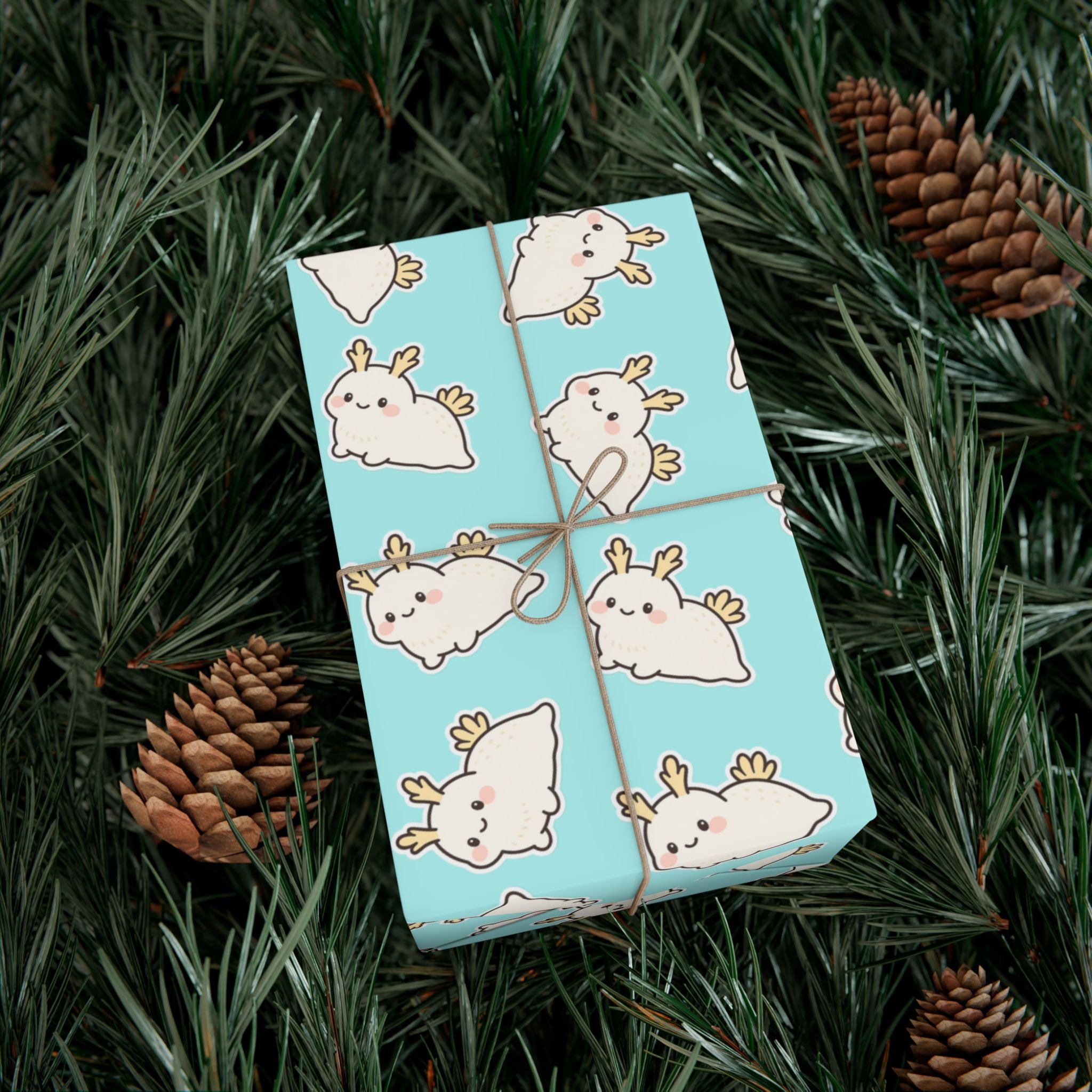 Gift Wrap Papers, Sea Bunny Pattern for Wrapping Gifts, Scrapbooking, Crafts, Cute Kawaii Design, Stationery Set