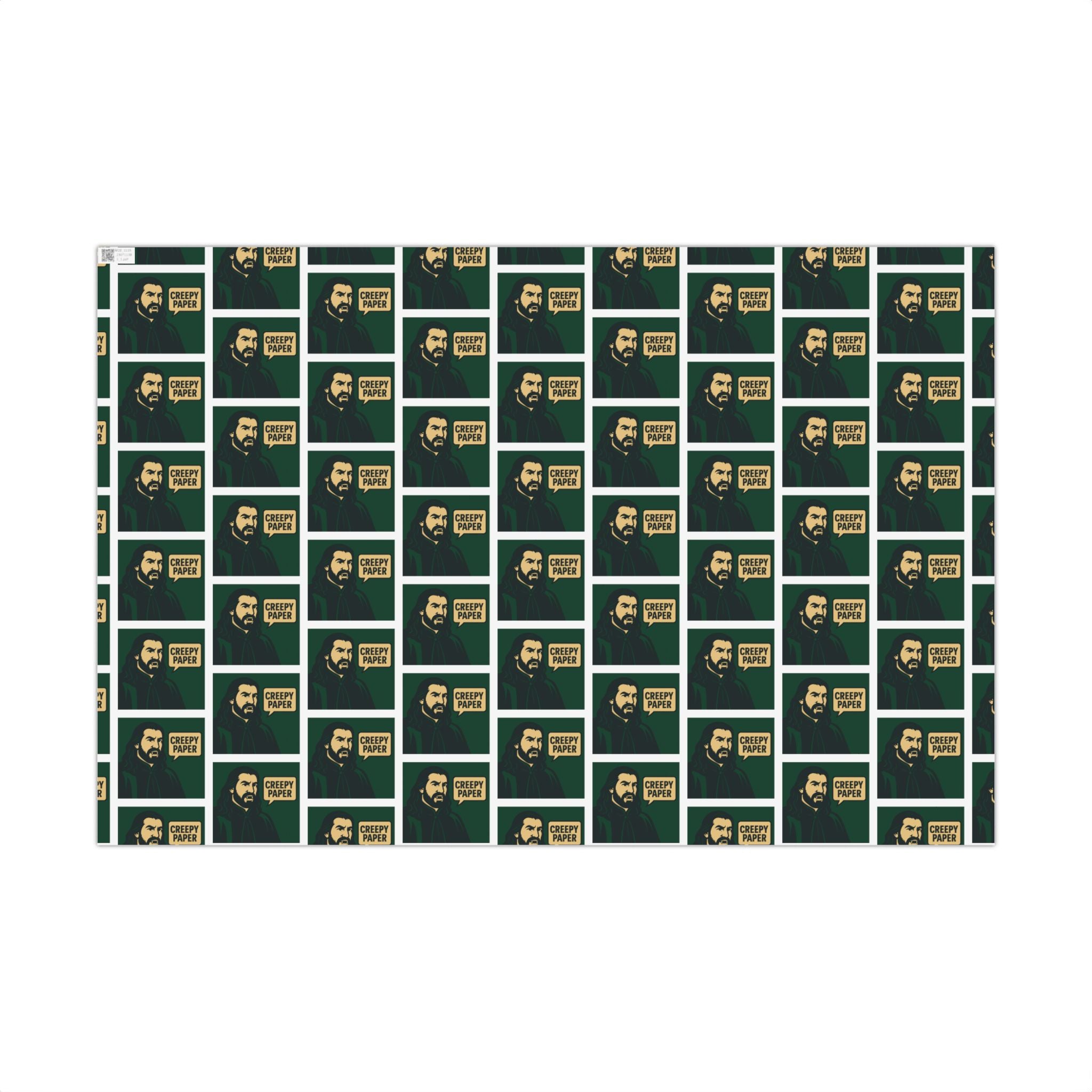 Green/White - Creepy Paper Wrapping Paper, Nandor from What we do in the Shadows Show, Gift Wrap for Fans, Halloween Decor, Unique Gift Wrap