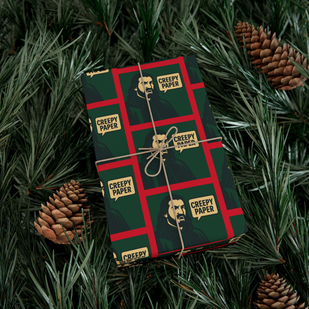 Green/Red - Creepy Paper Wrapping Paper, Nandor from What we do in the Shadows Show, Gift Wrap for Fans, Halloween Decor, Unique Gift Wrap