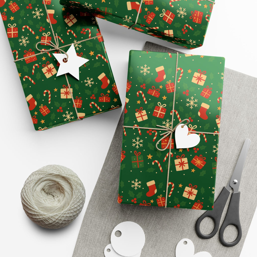 Christmas Gift Wrap Papers, Premium Cute Emblem Holiday Design, Wrapping Sheets, Xmas Packaging, Festive Gift Giving Supplies